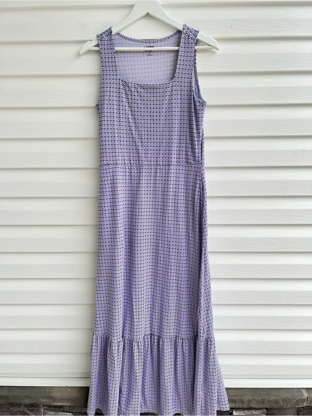 Lands’ End Cotton Modal Square Neck Tiered Maxi Dress Lavender Small
